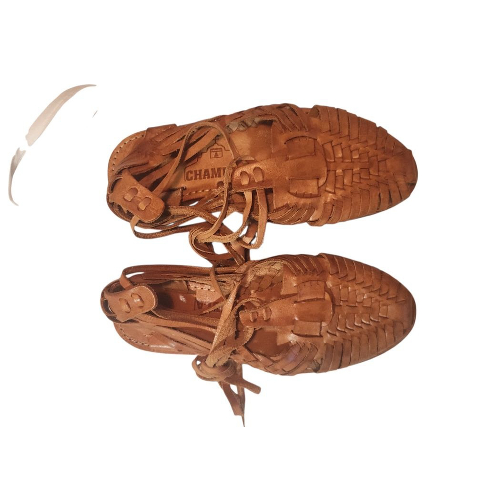 Women's Chamula Brown Woven Leather Casual Huarache Sandals Size 6.5